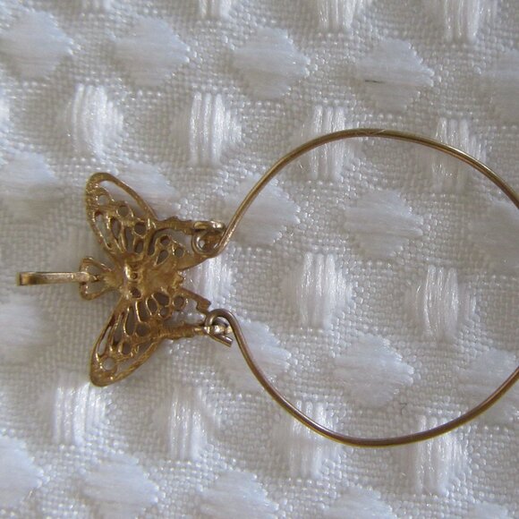 10K Yellow Gold Butterfly Charm Holder Pendant - Picture 2 of 6